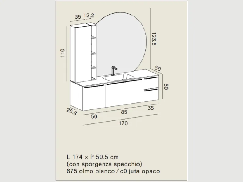 Arredamento bagno: mobile Arbi Inka  con forte sconto