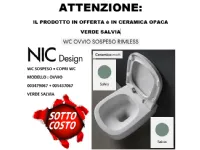 Arredamento bagno: mobile Artigianale Nic design ovvio wc sospeso 003479067 + sedile verde 005437067 salvia opaco nuovo e imballato con forte sconto