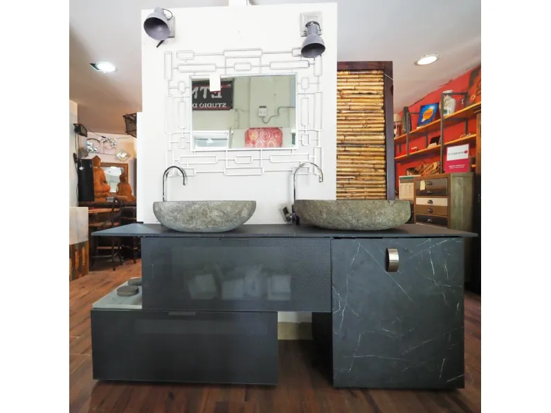 Mobile bagno A terra Mobile bagno doppio lavabo stiloe industrial  Outlet etnico a prezzo scontato