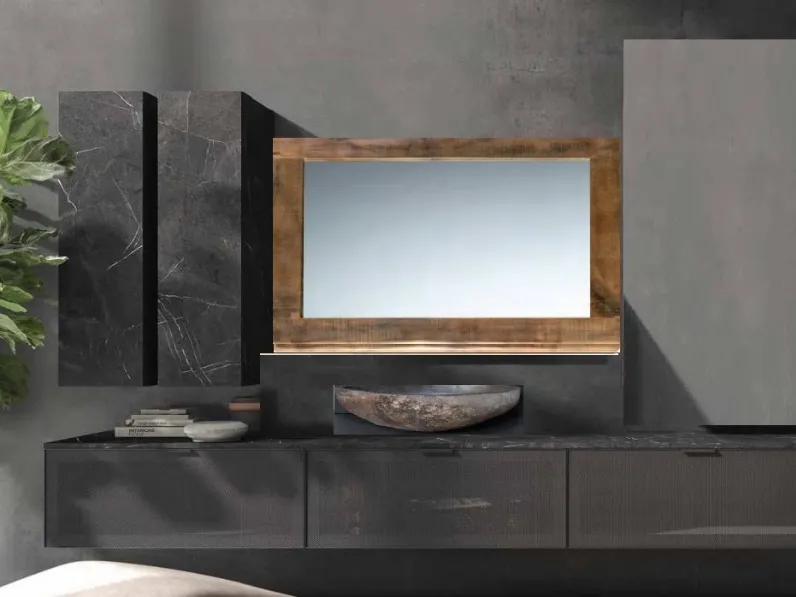 Mobile bagno sospeso Mobile bagno minimal industrial con lavabo piatra di Outlet etnico SCONTATO - 30%