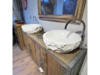 Arredamento bagno: mobile Outlet etnico Mobile bagno  quercia e ferro  2 lavabi in granito a prezzo scontato