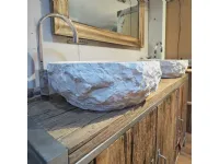 Arredamento bagno: mobile Outlet etnico Mobile bagno  quercia e ferro  2 lavabi in granito a prezzo scontato