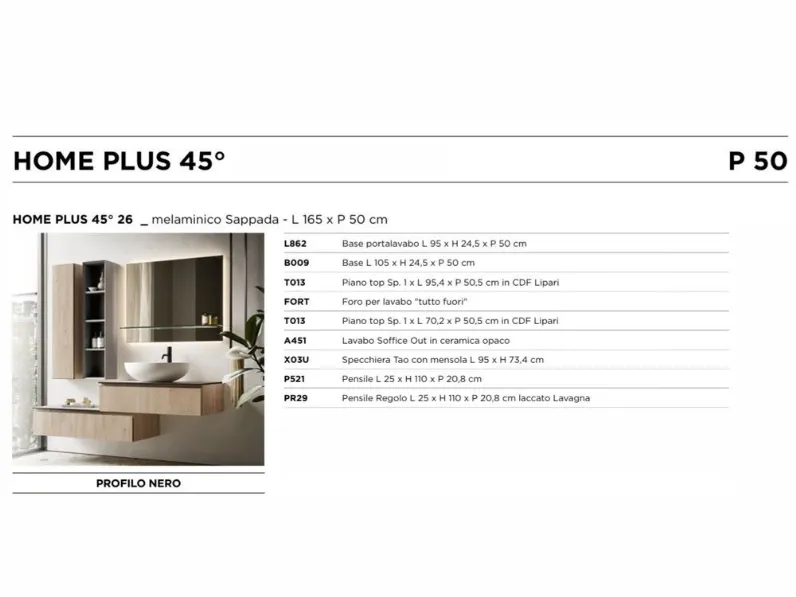 Mobile bagno sospeso Home plus 45 di Arbi SCONTATO - 23%