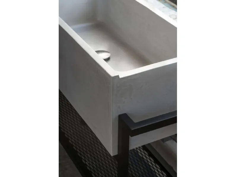 Mobile bagno A terra Elledue lavabo in calcestruzzo con struttura free-standing 105x35x86h cm Moab 80 con forte sconto