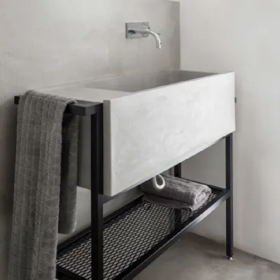 Mobile bagno A terra Elledue lavabo in calcestruzzo con struttura free-standing 105x35x86h cm Moab 80 con forte sconto