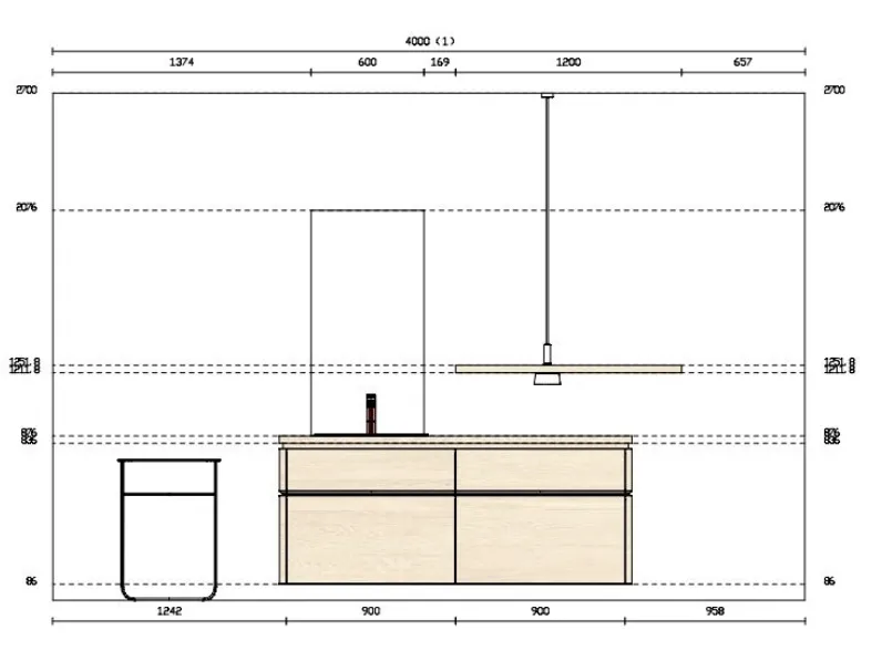 Arredo bagno Scavolini mod. QI Olmo Kuuki Offerta Outlet