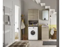 Composizione bagno 1 Arbi linea ho.me laundry.  La composizione  composta da una colonna porta lavatrice, una specchiera box e una combo. 