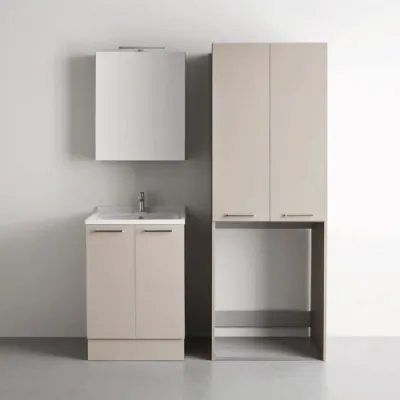 Composizione bagno 9 Arbi linea Ho.Me Laundry. La composizione  composta da una specchiera, una colonna portalavatrice e una combo.