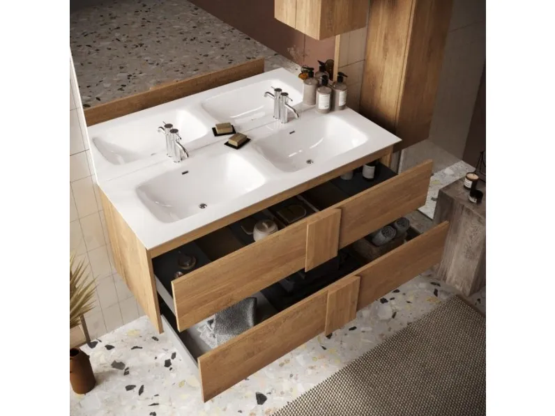 Mobile arredo bagno A terra Md work Bagno doppio lavabo come foto  con sconto