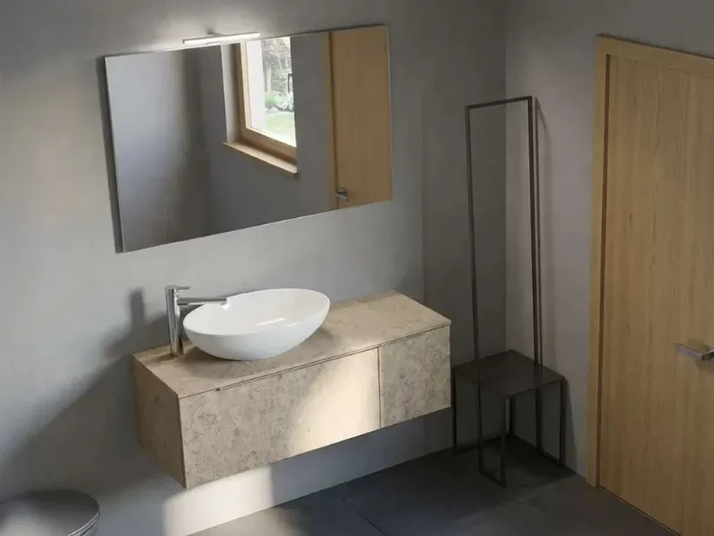 Mobile bagno Artigianale Bagno sospeso con cassetto e specchiera  IN OFFERTA OUTLET