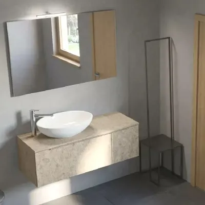 Mobile bagno Artigianale Bagno sospeso con cassetto e specchiera  IN OFFERTA OUTLET