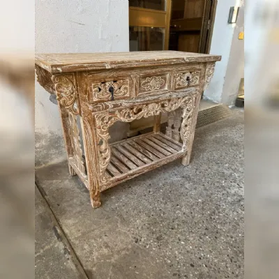 Mobile per la sala da bagno Outlet etnico Consolle bagno teak decapata in Offerta Outlet
