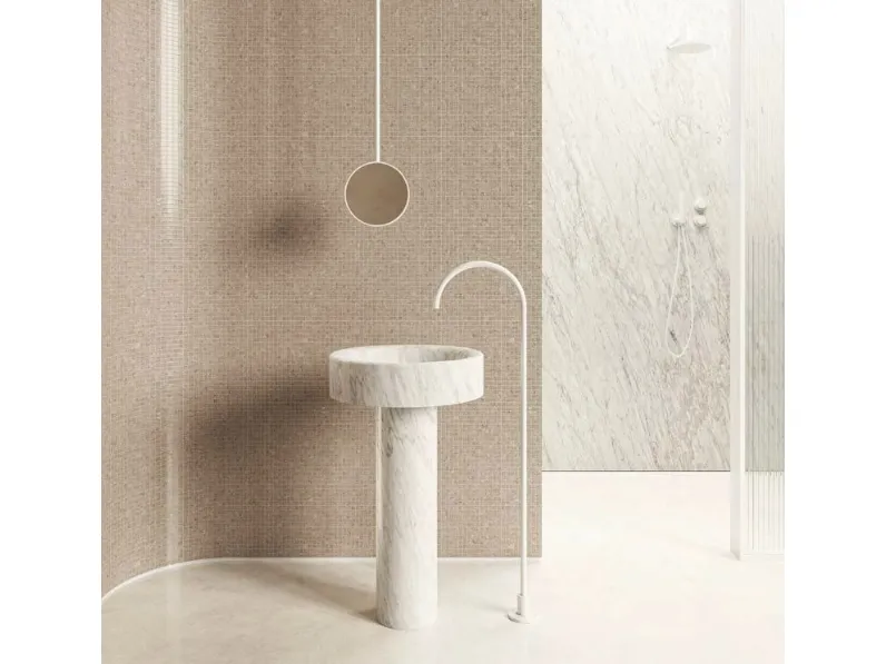 Mobile arredo bagno A terra Md work Lavabo in vero marmo carrara con sconto