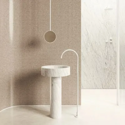 Mobile arredo bagno A terra Md work Lavabo in vero marmo carrara con sconto