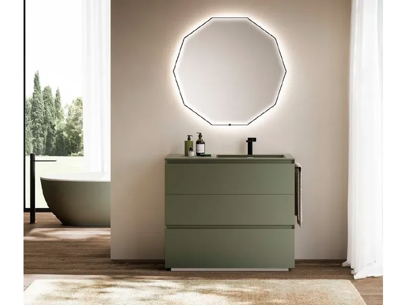 Mobile bagno in laccato opaco modello Sintesi m3system tekcolormatt 105 di Baxar a prezzo Outlet