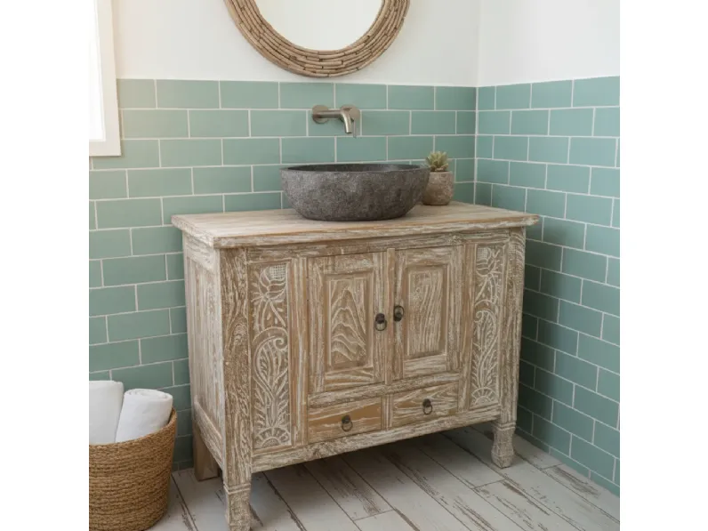 Mobile bagno A terra Mobile credenza bagno teak Outlet etnico a prezzi convenienti