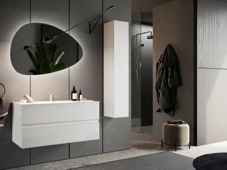 Mobile bagno moderno Bagno doppio lavabo completo di colonna di Md work in OFFERTA OUTLET - 40%
