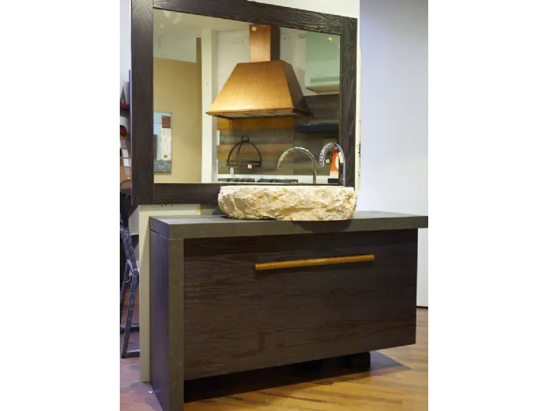 mobile bagno in legno etno brown con anta unica e maniglione lungo indonesia