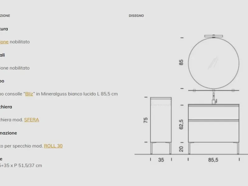 Mini mo 07 Artigianale: mobile bagno sospeso A PREZZI OUTLET