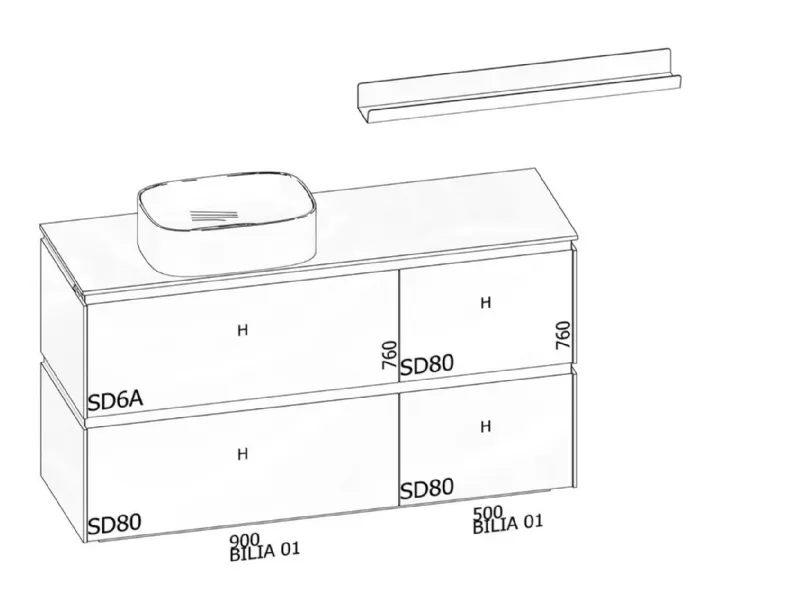 Mobile bagno in laminato modello Bagno a terra di Baxar in Offerta Outlet