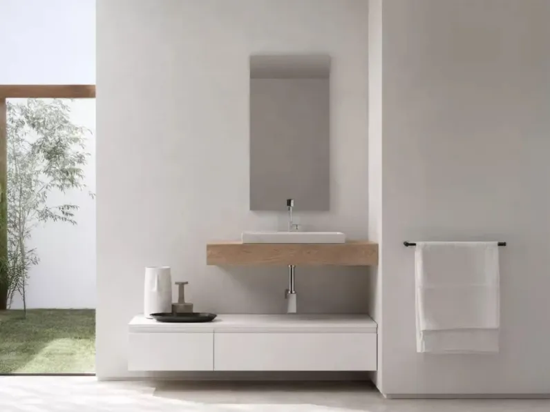 Mobile bagno in legno modello Bagno con 2 basi sospese 06 di Artigianale a prezzo scontato