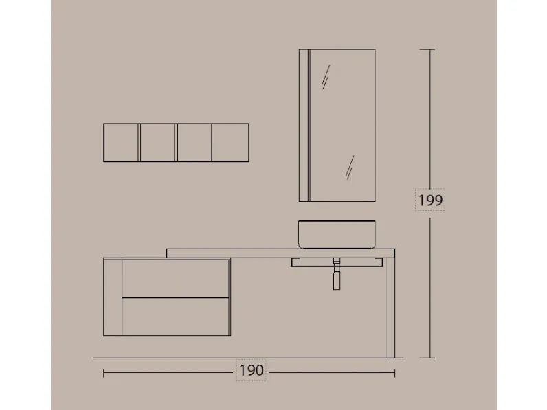 Mobile bagno Sospeso L.14 Legnobagno a prezzi convenienti