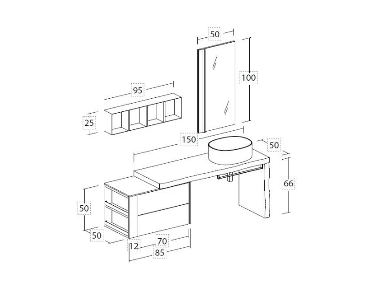 Mobile bagno Sospeso L.14 Legnobagno a prezzi convenienti