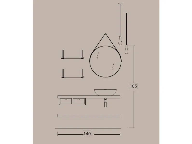 Mobile bagno Sospeso Life 03 Legnobagno a prezzo ribassato