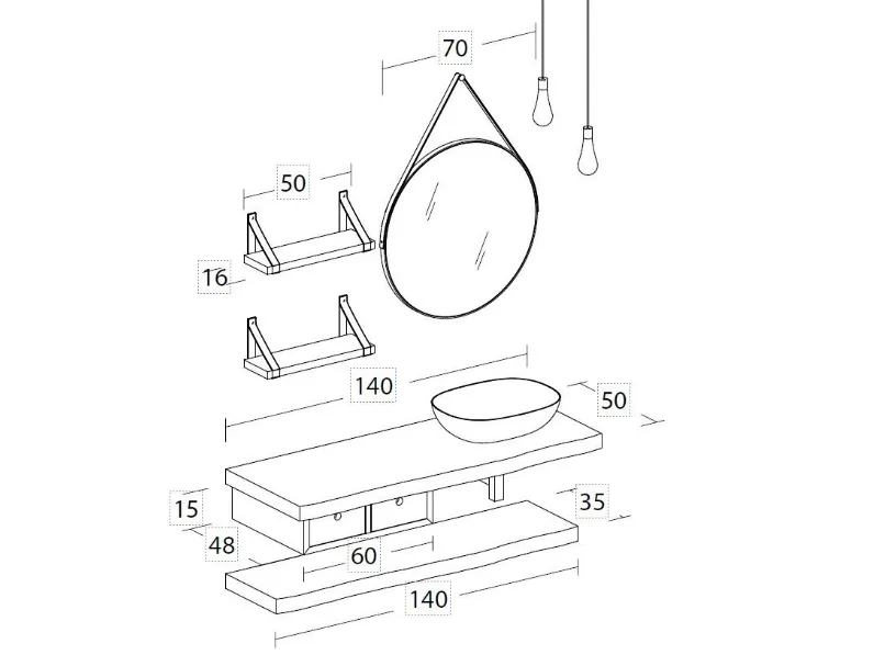 Mobile bagno Sospeso Life 03 Legnobagno a prezzo ribassato