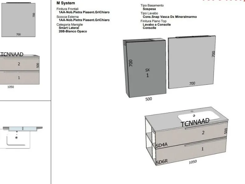 ARREDO BAGNO Baxar: mobile SCONTATO in OFFERTA OUTLET - 45%