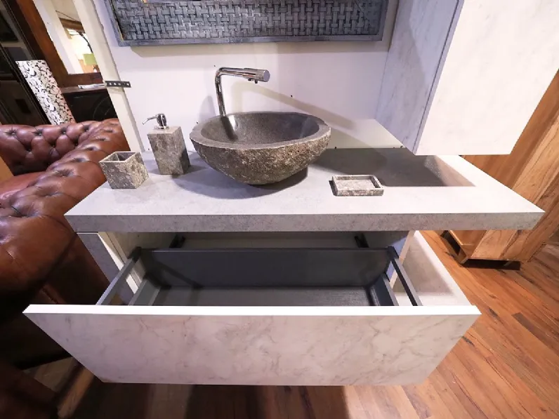 Mobile bagno Sospeso  mobile bagno essennzial minimal  grey e cemento  white     Nuovi mondi cucine a prezzo ribassato