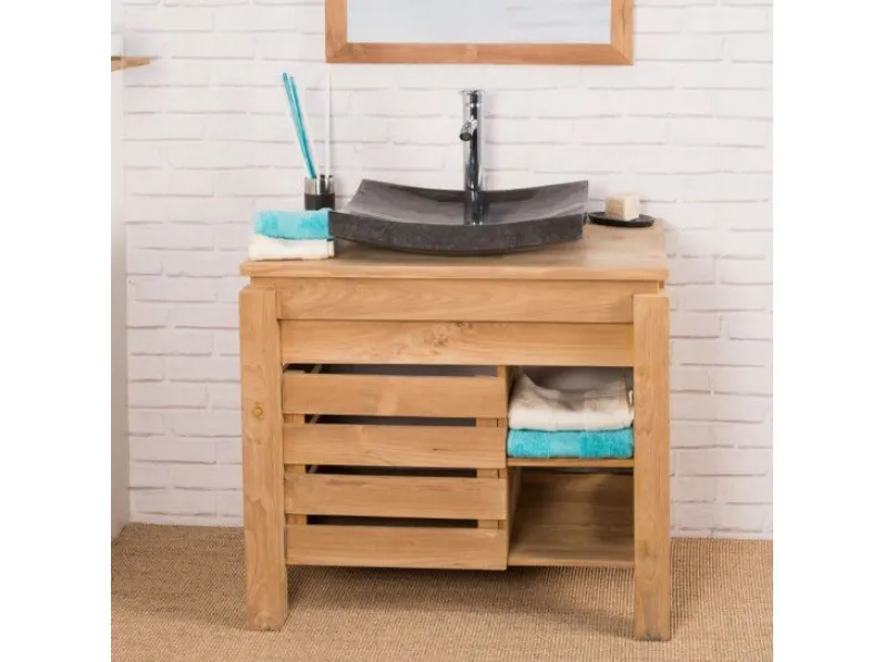 Mobile bagno Mobile bagno zen in teak 85 cm Outlet etnico SCONTATO a PREZZI OUTLET