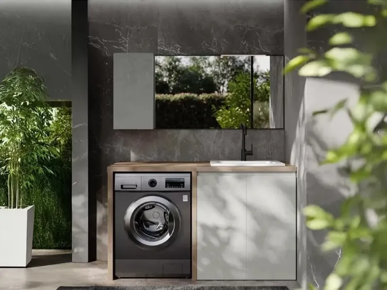 Mobile per il bagno Artigianale Mobile lavanderia con lavatoio specchio con forte sconto