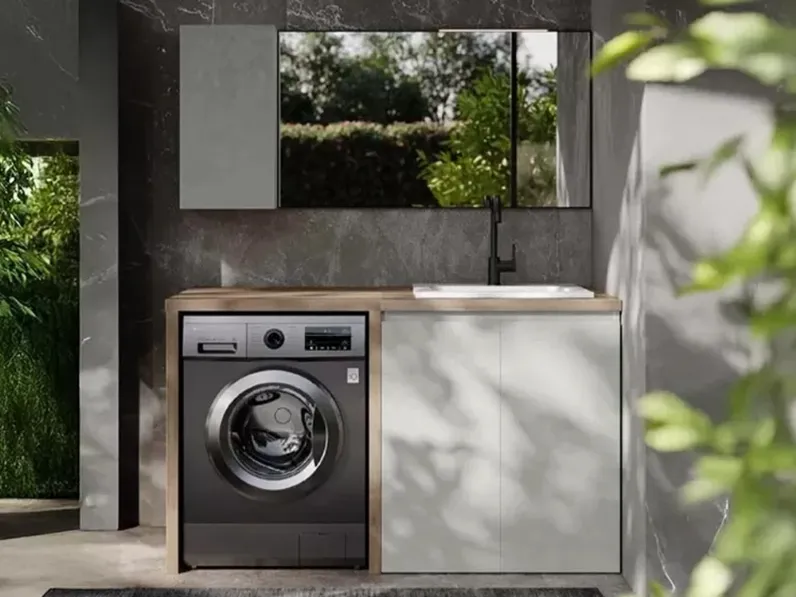 Mobile per il bagno Artigianale Mobile lavanderia con lavatoio specchio con forte sconto