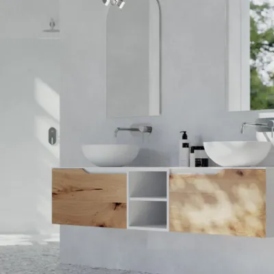 Mobile bagno Rustech naturale-bianco Arteba SCONTATO a PREZZI OUTLET