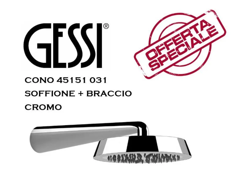 Mobile per il bagno Gessi Cono soffione anticalcare a parete, orientabile, finitura cromo 45151 031 completo di braccio doccia a prezzi outlet