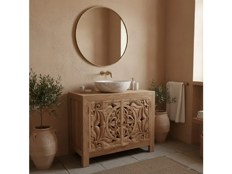 Mobile per la sala da bagno Outlet etnico Mobile bagno oriente teak  in Offerta Outlet