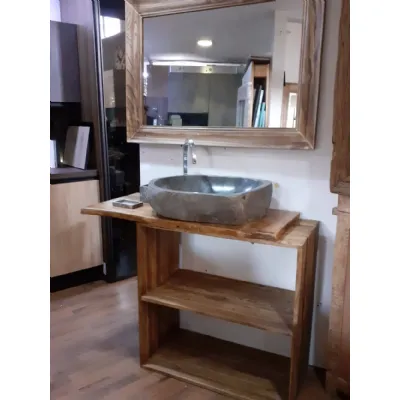Mobile per la sala da bagno Outlet etnico Mobile bagno natural edge in offerta con lavabo pietra   in Offerta Outlet