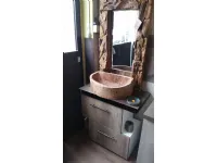 Mobile bagno due ante colore  essenza rovere crudo con specchio in radice di teak