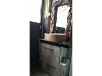Mobile bagno due ante colore  essenza rovere crudo con specchio in radice di teak