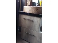 Mobile bagno due ante colore  essenza rovere crudo con specchio in radice di teak