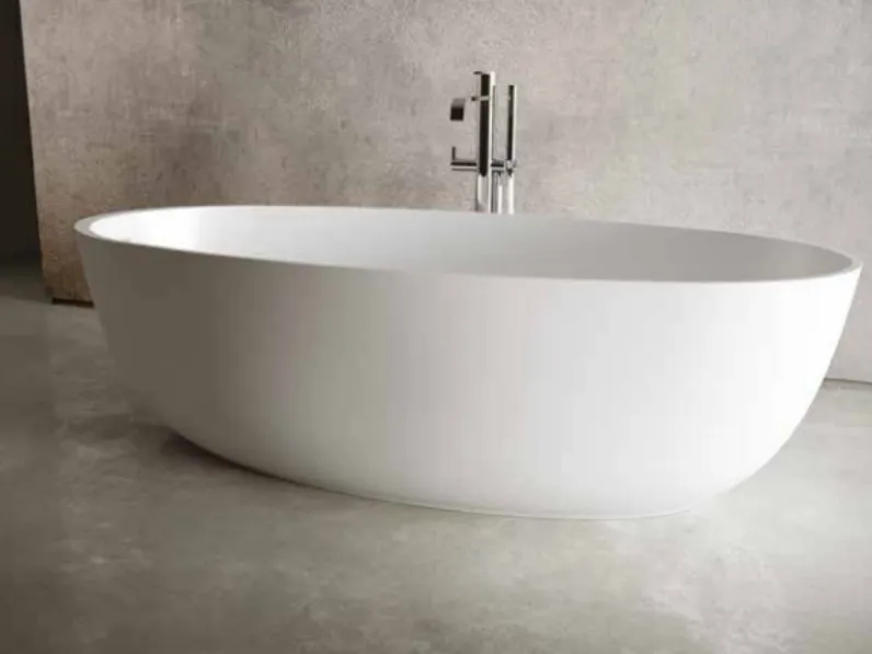 VASCA bagno FREE STANDING - Idea group ROUND MINERALMARMO BIANCO LUCIDO con un ribasso del 30%