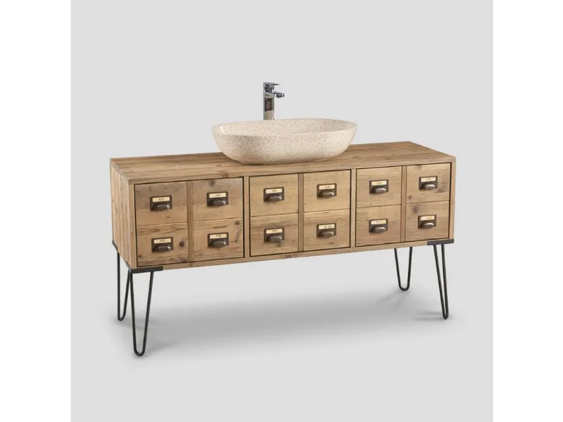 Arredamento bagno: mobile Dialma brown Vintage design  in Offerta Outlet