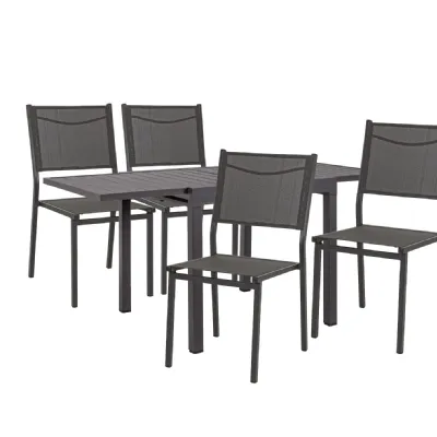 Set pranzo: Tavolo Pelagius antracite 89/166 + 4 Poltroncine Hilde Bizzotto. Outlet!