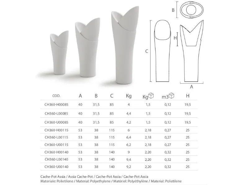 Arredo Giardino Collezione esclusiva Lyxo vaso cache-pot assia 115cm A PREZZI OUTLET