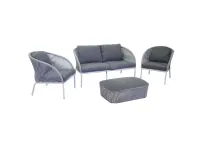 Arredo Giardino Salotto alluminio harlem 2 posti bianco con cuscini antracite - vacchetti Collezione esclusiva OFFERTA OUTLET