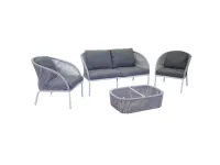 Arredo Giardino Salotto alluminio harlem 2 posti bianco con cuscini antracite - vacchetti Collezione esclusiva OFFERTA OUTLET