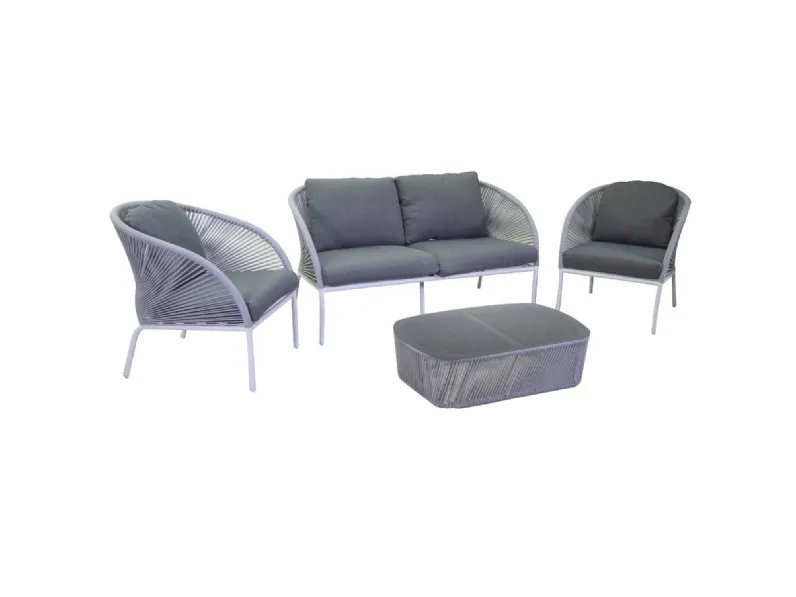 Arredo Giardino Salotto alluminio harlem 2 posti bianco con cuscini antracite - vacchetti Collezione esclusiva OFFERTA OUTLET