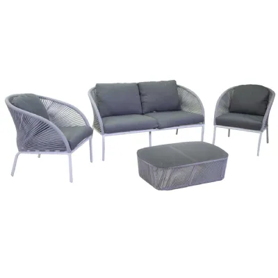 Arredo Giardino Salotto alluminio harlem 2 posti bianco con cuscini antracite - vacchetti Collezione esclusiva OFFERTA OUTLET
