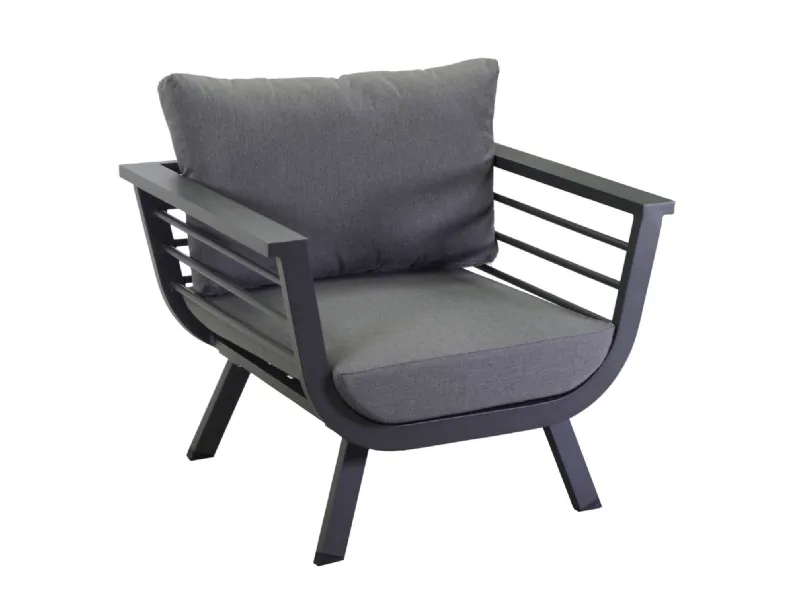 Mobile giardino modello Salotto alluminio riverside antracite con cuscini grigi (bracciolo in hpl) 3 pezzi - vacchetti di Collezione esclusiva IN OFFERTA